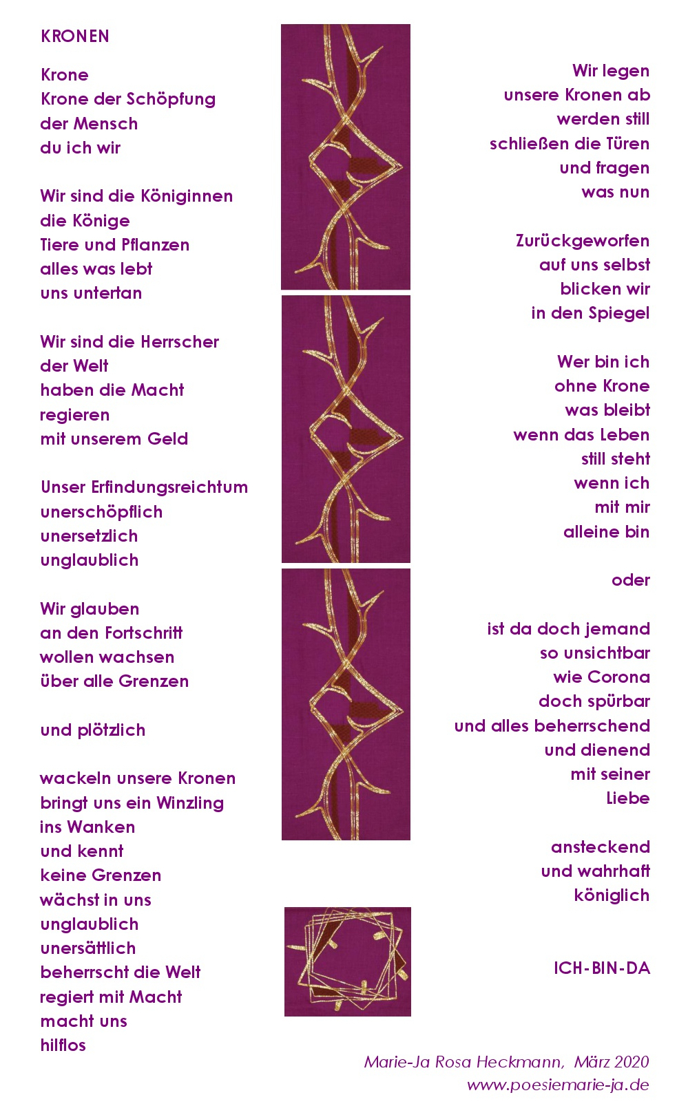 Corona Gedicht Kronen HeckmannMarieJa 200316 gestaltet orig